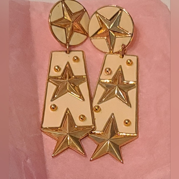 Stars pierced Earring set of 2 cream and navy very light - Picture 3 of 5